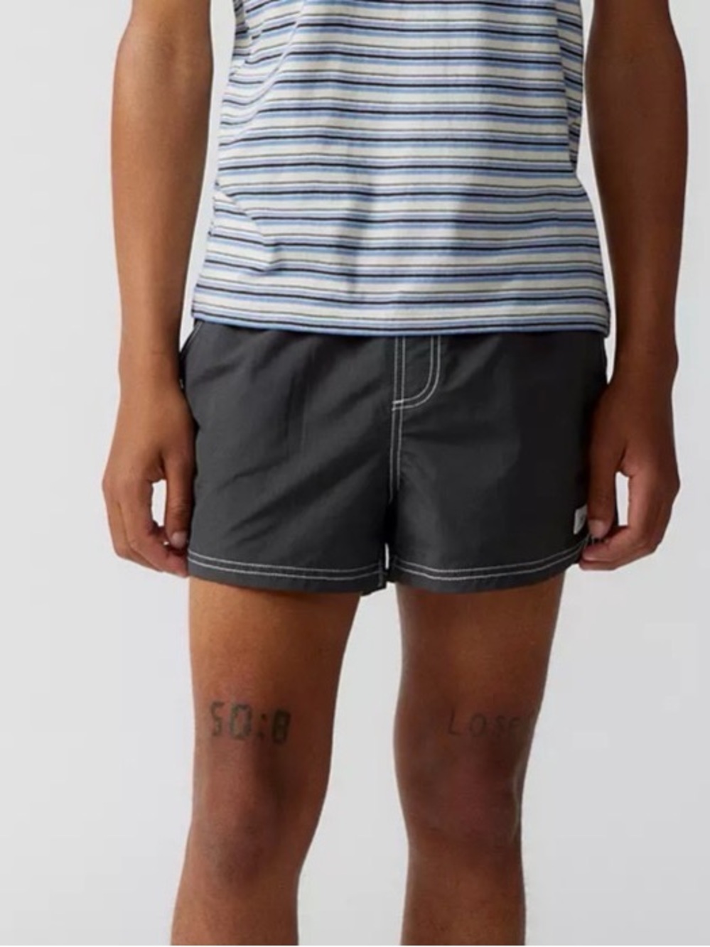 Katin Charcoal Ripstop 3” Nylon Athletic Shorts with Contrast Stitching